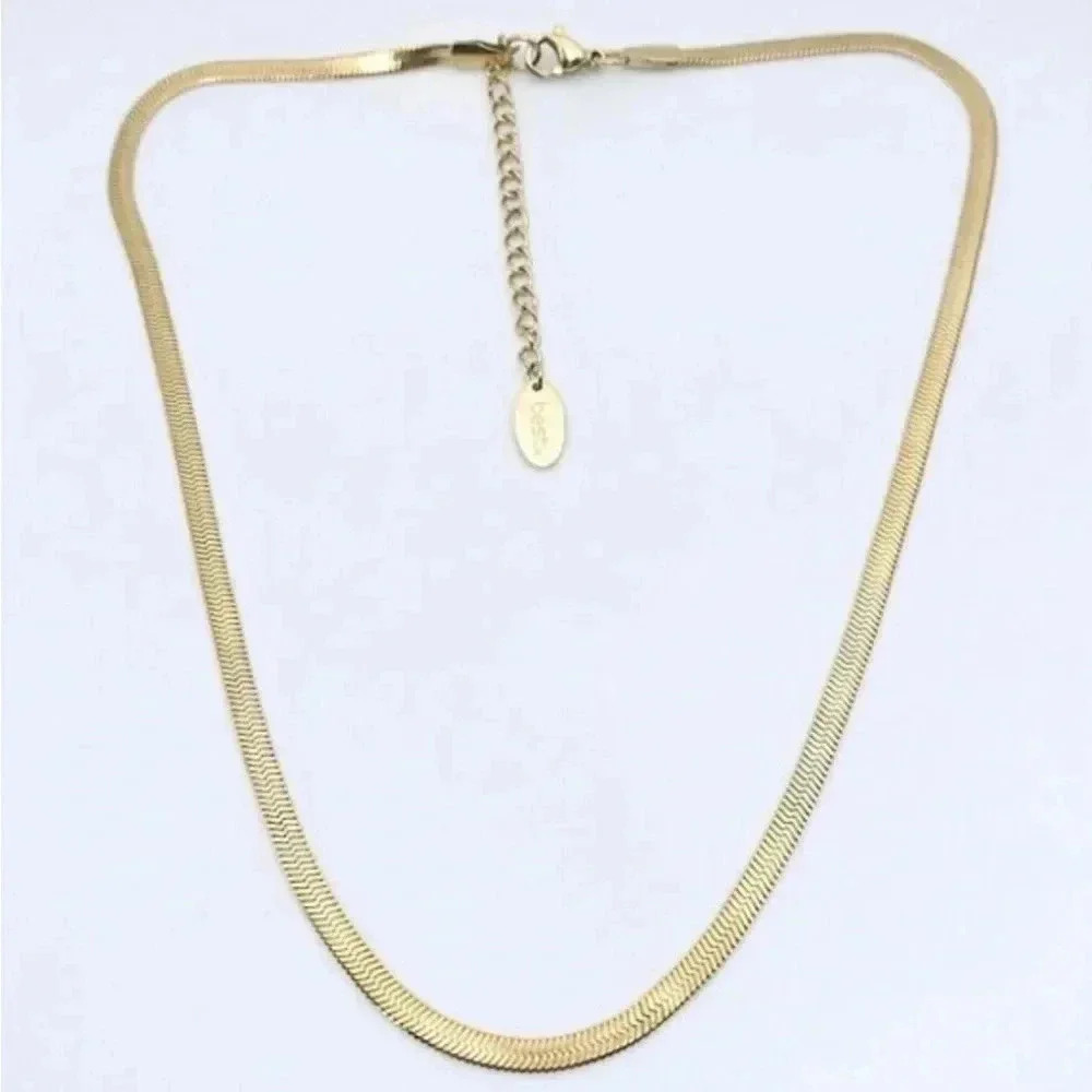 MICHELE 3mm Flat Dainty Snake Chain Necklace | 18k Gold Plated